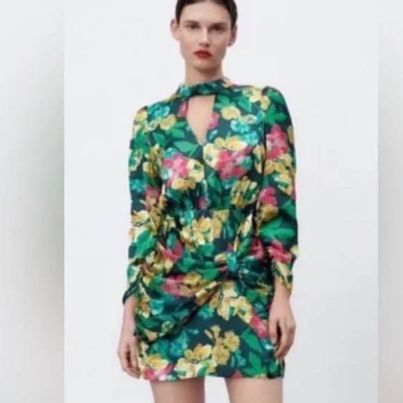 Zara Open back Floral Mini Dress - Picture 4 of 4